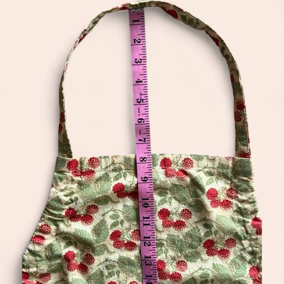 Vintage Fruit Apron Raspberry Kitchen Garden Craft Art Cottagecore Full Leaves - Picture 7 of 7